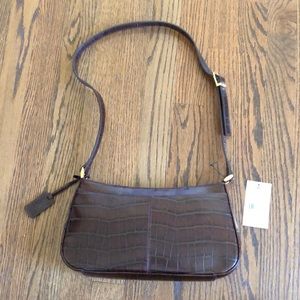 Etienne Aigner croc print leather shoulder bag